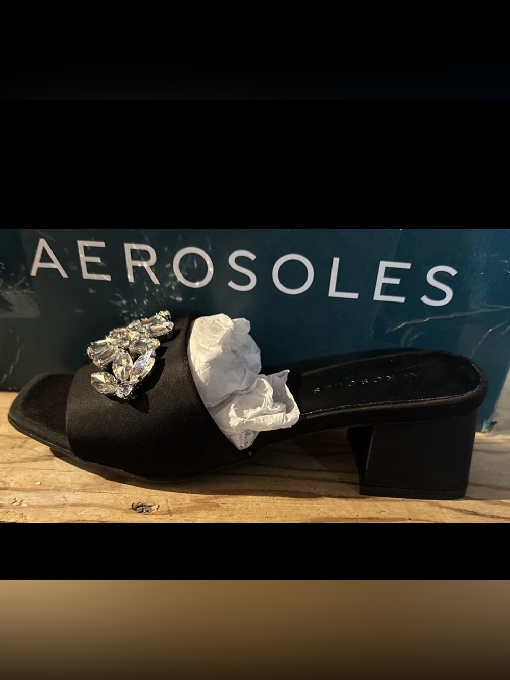 Aerosoles Women’s Eventi Slip On Peep Toe Sandal Black Size 5 M